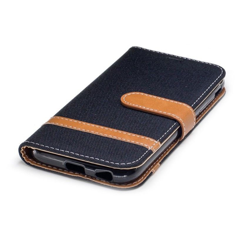 Leren Hoesje Samsung Galaxy J3 2017 Grijs Zwart Stof En Leereffect