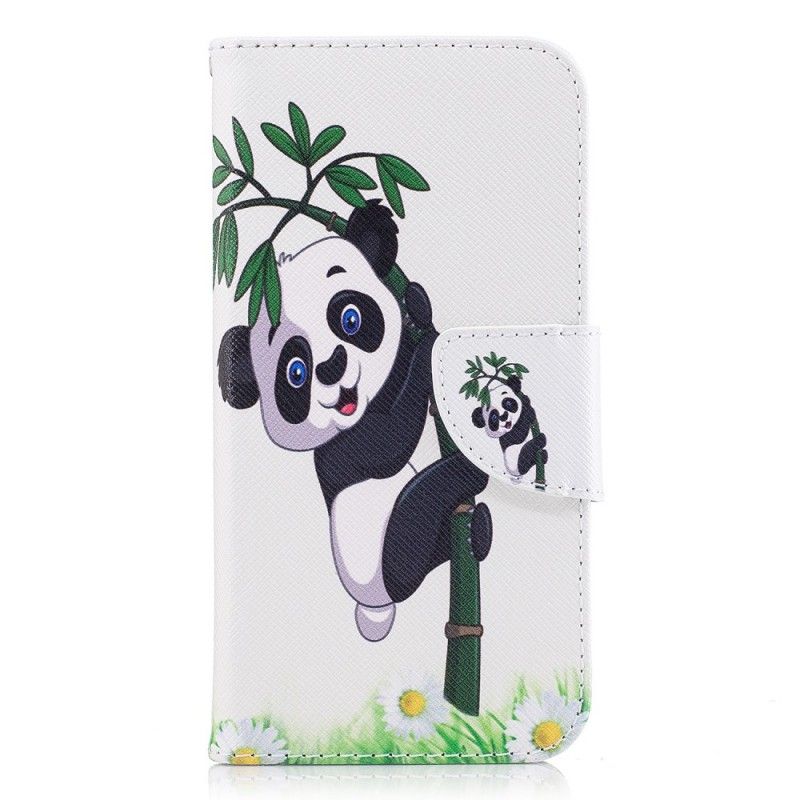 Leren Hoesje Samsung Galaxy J3 2017 Panda Op Bamboe