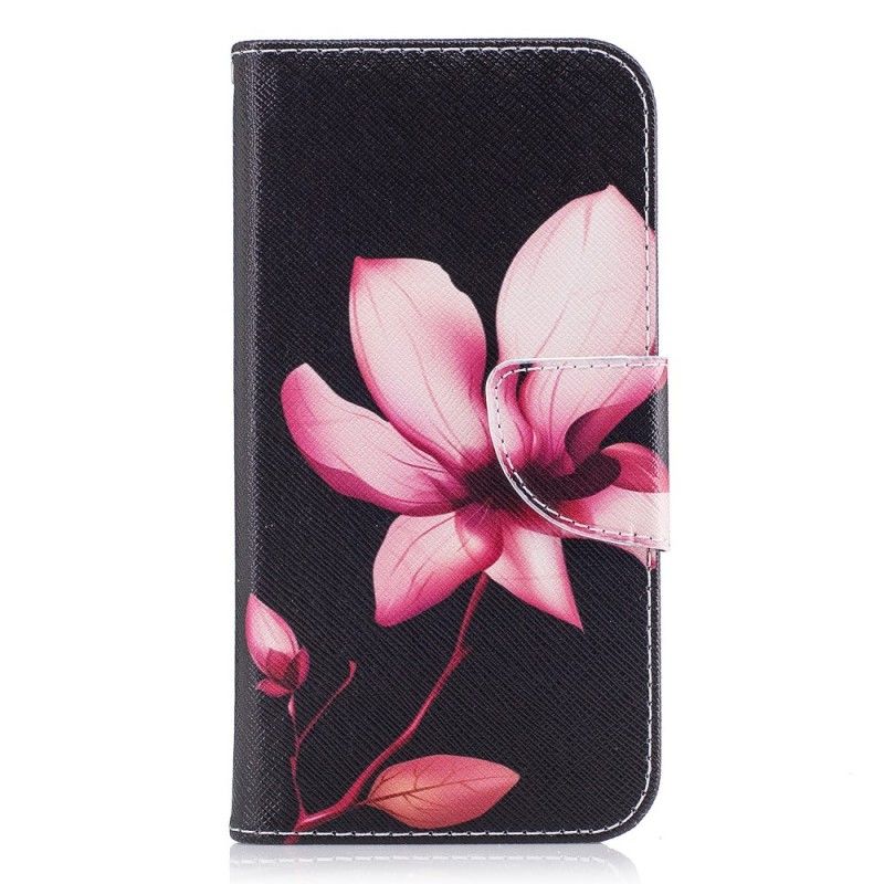 Leren Hoesje voor Samsung Galaxy J3 2017 Roze Bloem