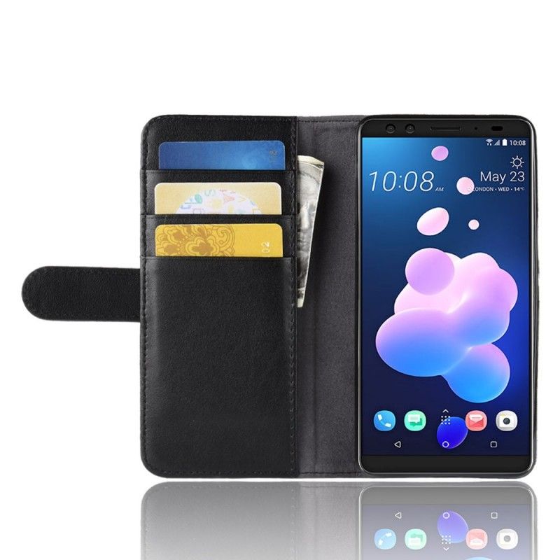 Leren Hoesje HTC U12 Plus Bruin Zwart Echt Leer