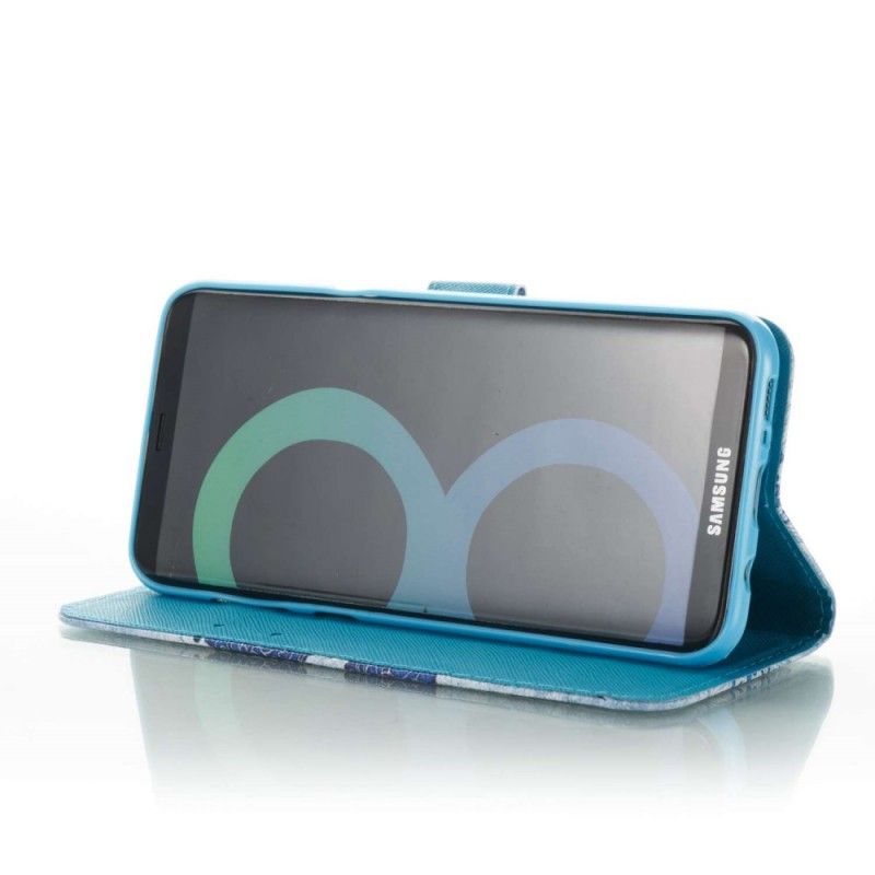 Cover Folio-hoesje Samsung Galaxy S8 Plus Telefoonhoesje Blauwe Schedel