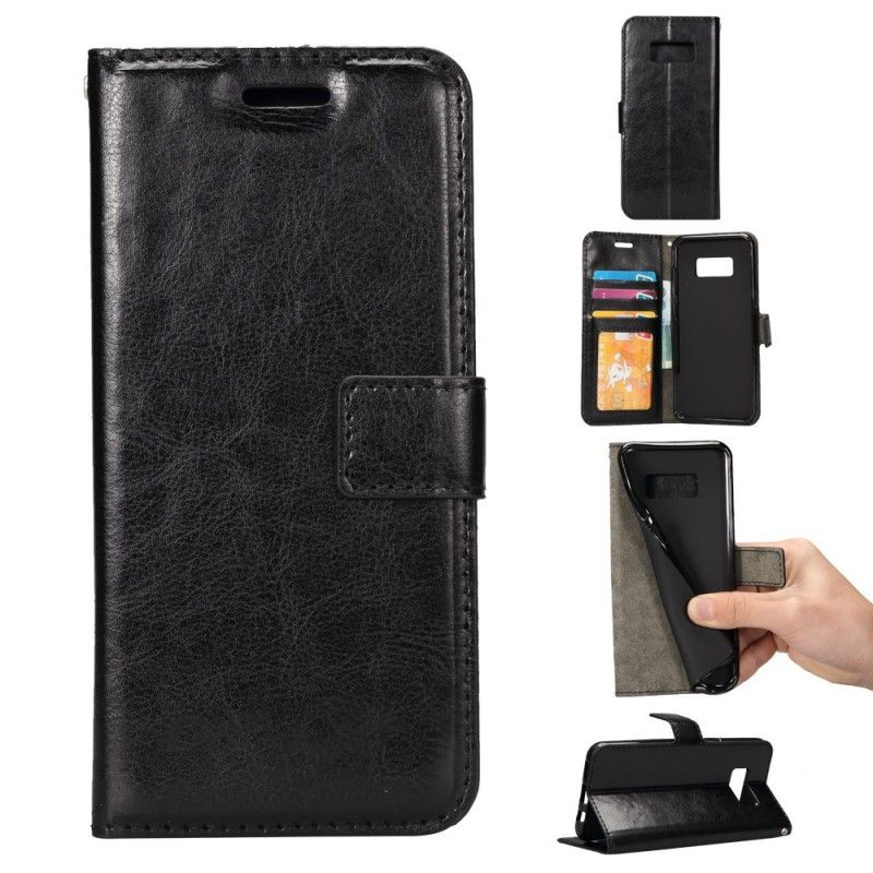 Flip Case Leren Samsung Galaxy S8 Plus Zwart Leereffect