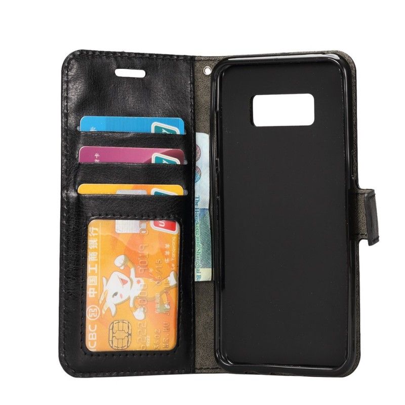 Flip Case Leren Samsung Galaxy S8 Plus Zwart Leereffect