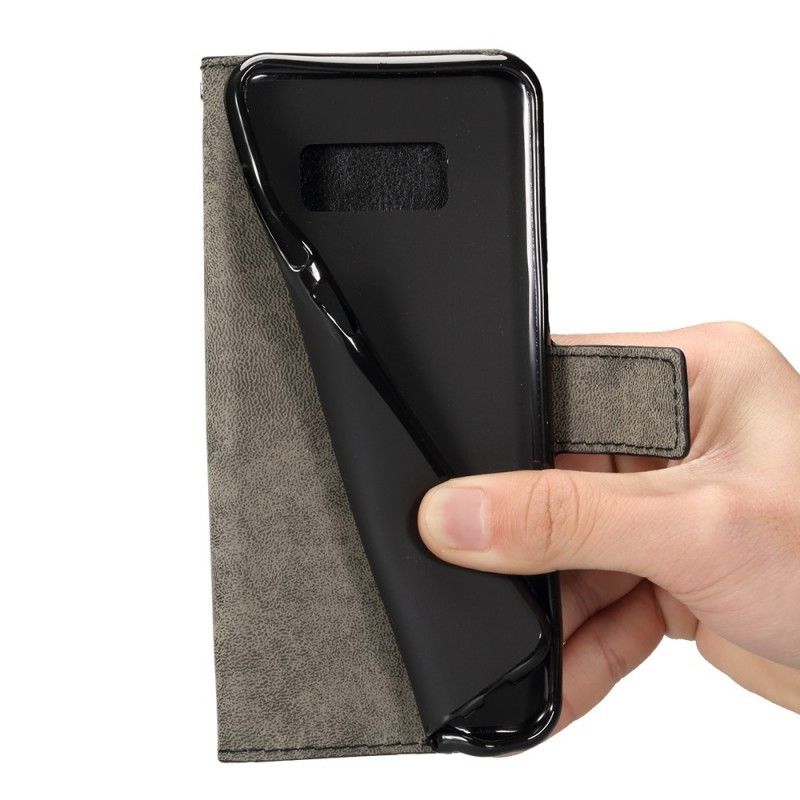 Flip Case Leren Samsung Galaxy S8 Plus Zwart Leereffect