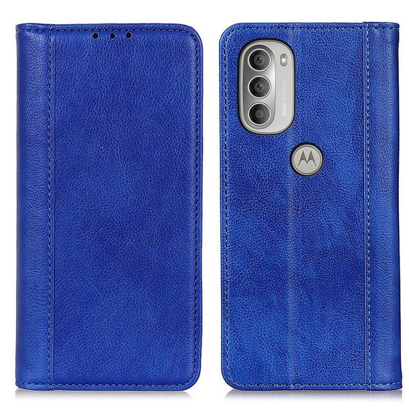 Bescherming Hoesje voor Moto G51 5G Folio-hoesje Elegantie Split Litchi Leer