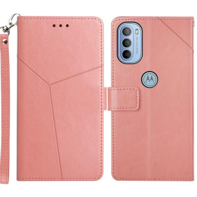 Flip Case voor Moto G51 5G Stijl Leer Geo Y Design