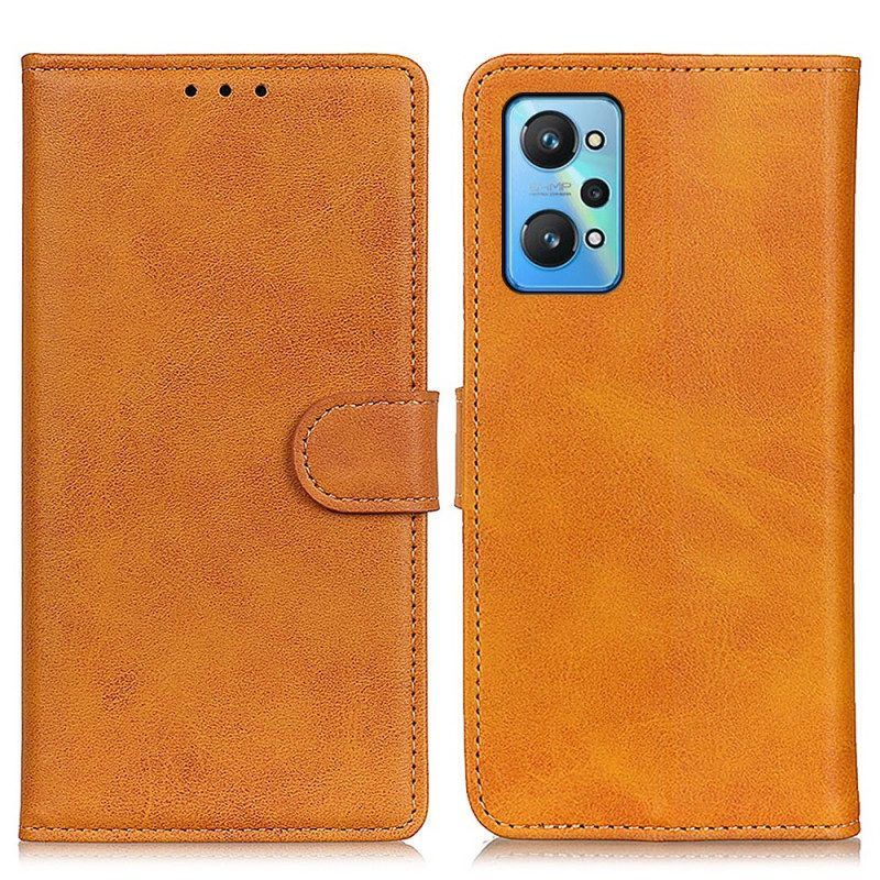 Folio-hoesje voor Realme GT Neo 3T / Neo 2 Mat Retro Leereffect