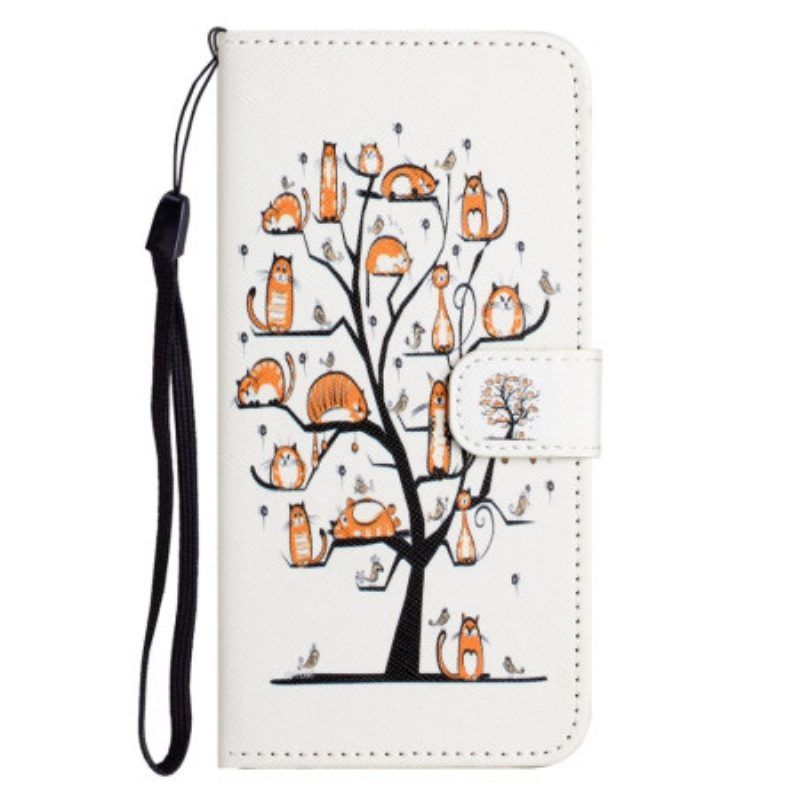 Folio-hoesje voor Samsung Galaxy S23 5G Met Ketting Katten In De String Tree