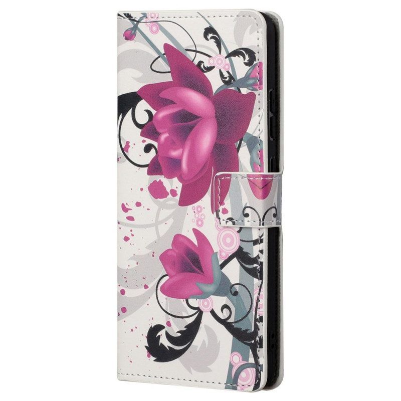 Folio-hoesje voor Samsung Galaxy S23 5G Tropische Bloemen