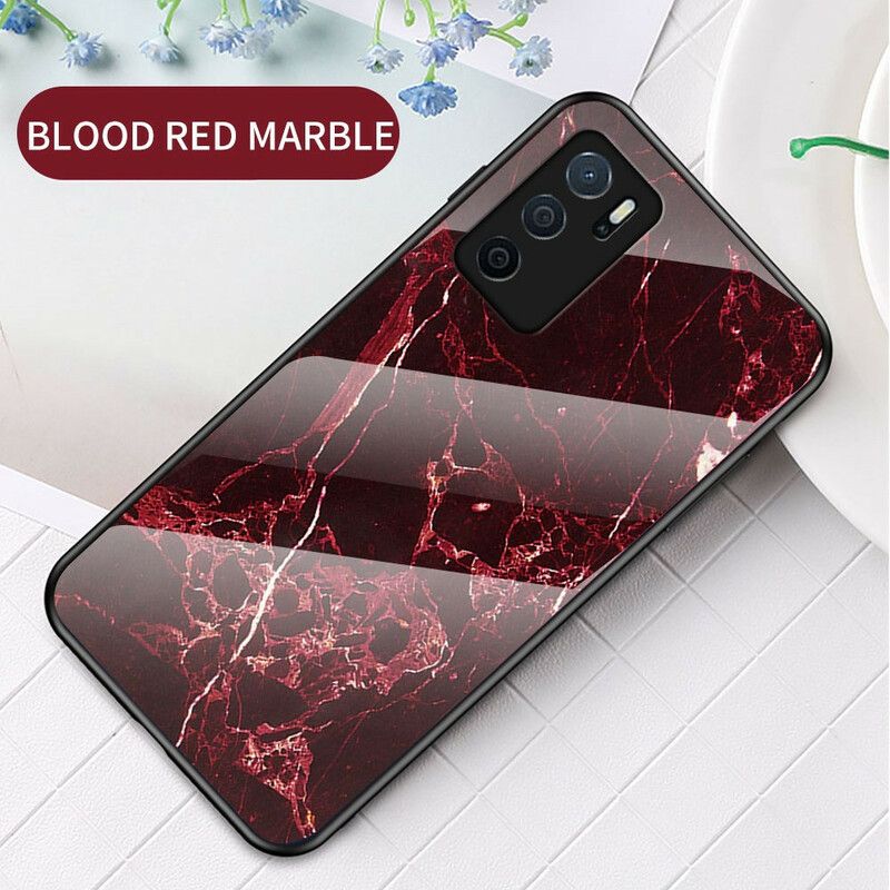 Cover Hoesje Oppo A16 / A16s Telefoonhoesje Marmerkleuren Gehard Glas