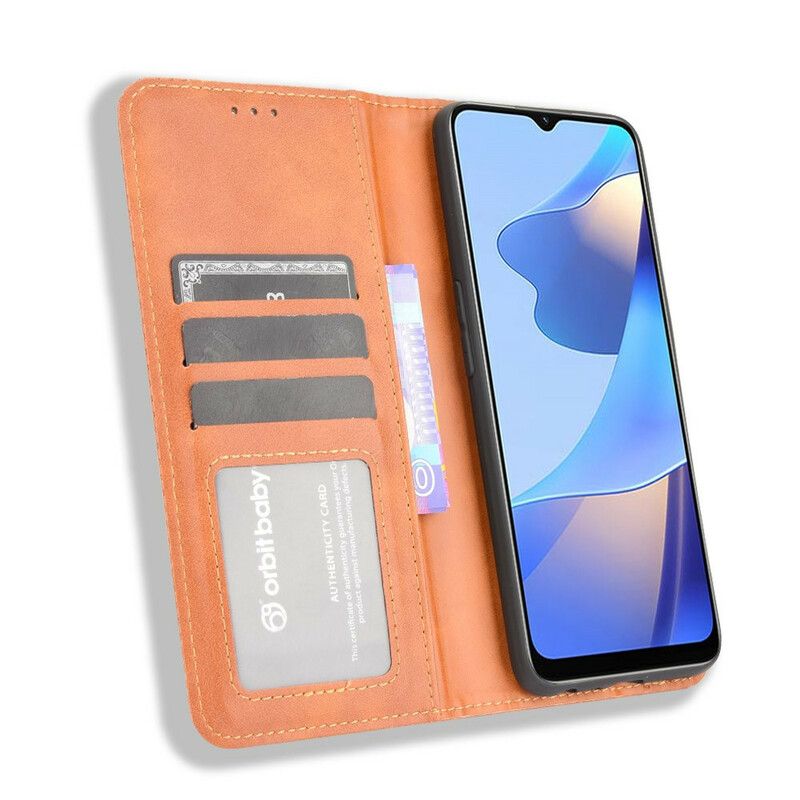Folio-hoesje Oppo A16 / A16s Gestileerd Vintage Leereffect Bescherming Hoesje
