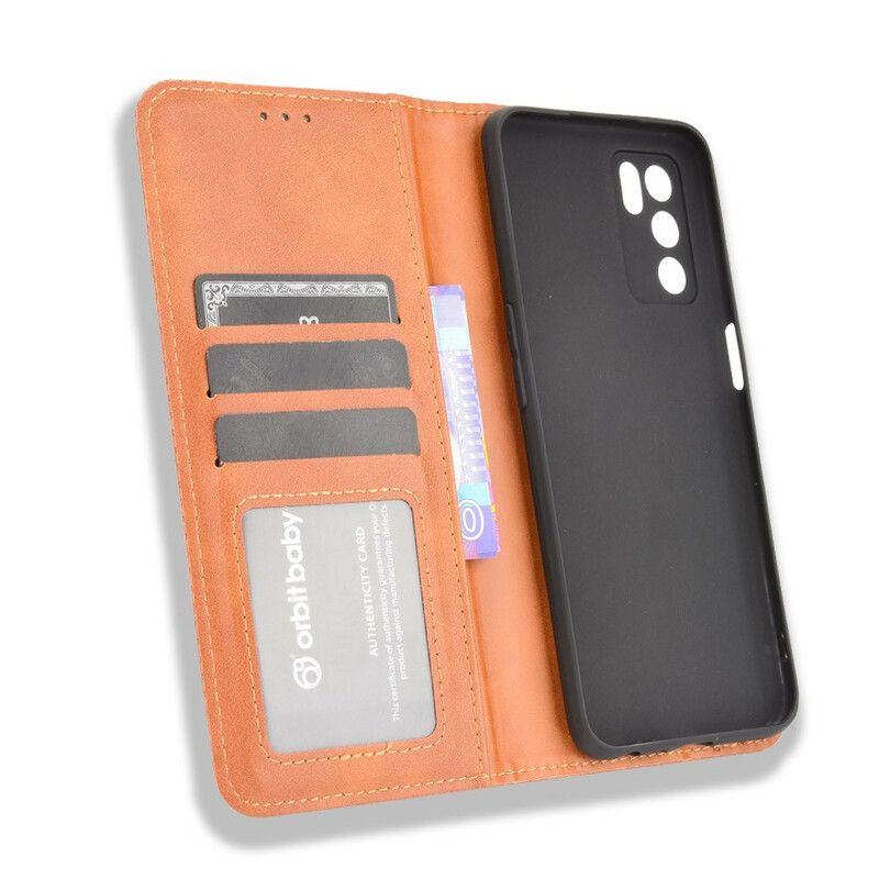 Folio-hoesje Oppo A16 / A16s Gestileerd Vintage Leereffect Bescherming Hoesje