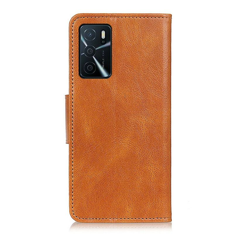 Folio-hoesje Oppo A16 / A16s Telefoonhoesje Omkeerbare Sluiting Met Leereffect