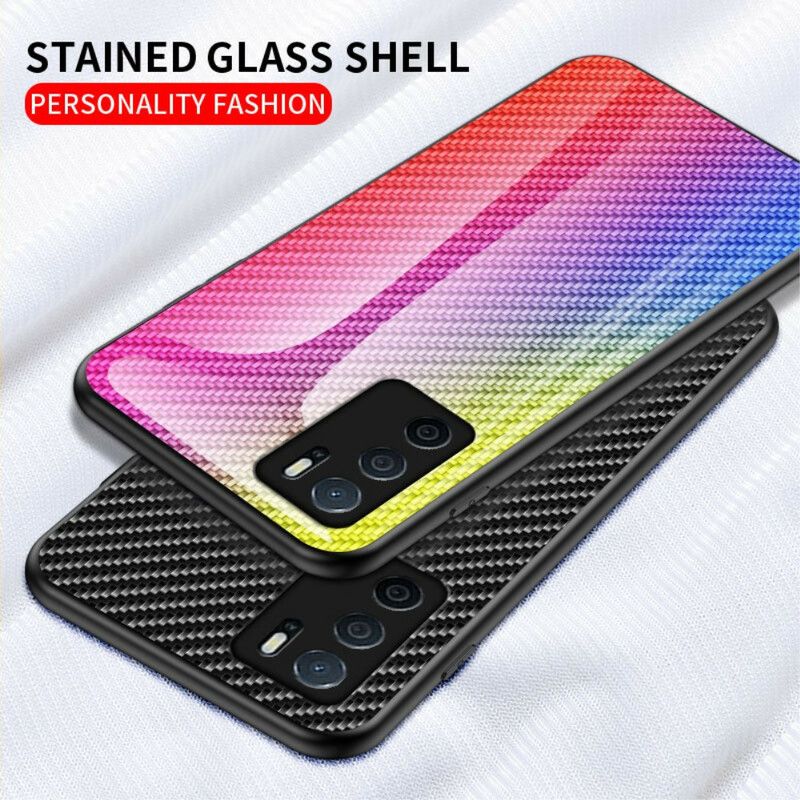 Hoesje Oppo A16 / A16s Koolstofvezel Gehard Glas