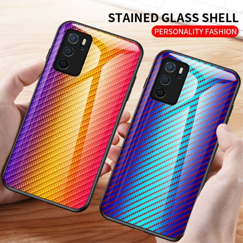 Hoesje Oppo A16 / A16s Koolstofvezel Gehard Glas