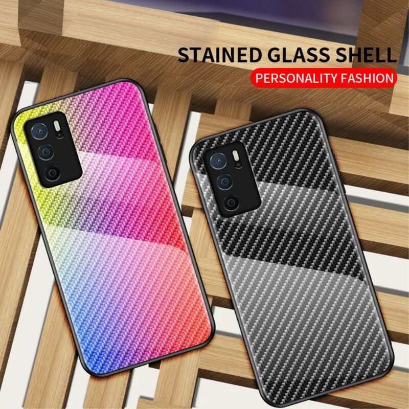 Hoesje Oppo A16 / A16s Koolstofvezel Gehard Glas
