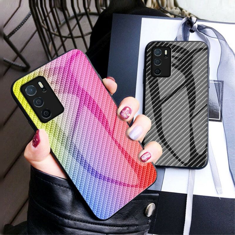 Hoesje Oppo A16 / A16s Koolstofvezel Gehard Glas