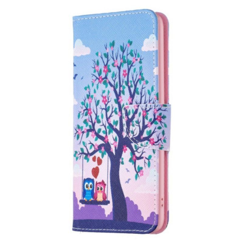 Flip Case voor Samsung Galaxy S23 Ultra 5G Uilen Op De Schommel