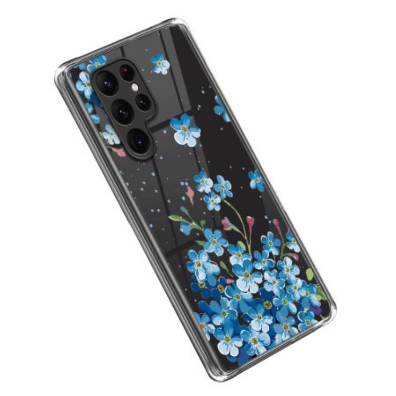 Hoesje voor Samsung Galaxy S23 Ultra 5G Blauwe Bloemen