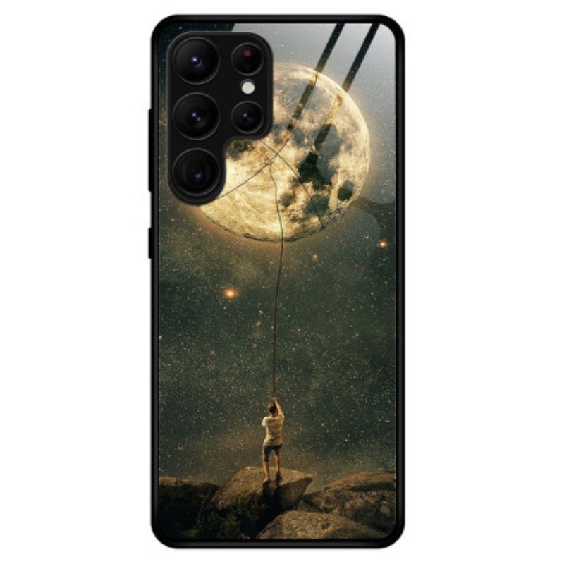 Hoesje voor Samsung Galaxy S23 Ultra 5G Moon Man Gehard Glas