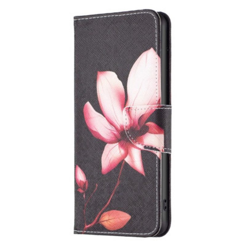 Leren Hoesje voor Samsung Galaxy S23 Ultra 5G Roze Bloem