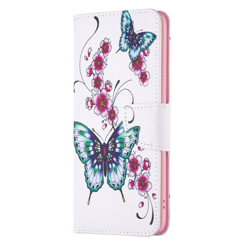 Leren Hoesje voor Samsung Galaxy S23 Ultra 5G Weiger Vlinders