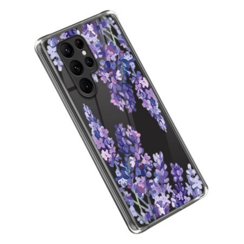 Telefoonhoesje voor Samsung Galaxy S23 Ultra 5G Naadloze Paarse Bloemen