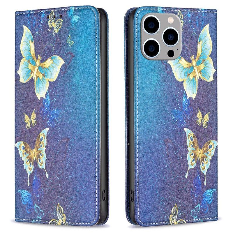 Bescherming Hoesje voor iPhone 14 Pro Max Folio-hoesje Vlinders