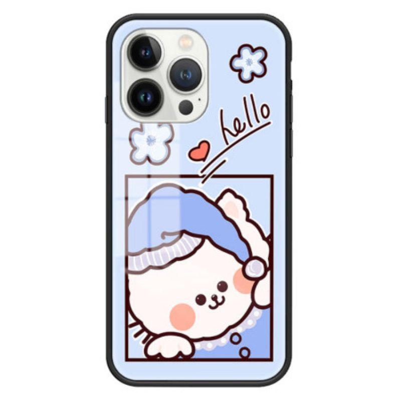 Hoesje voor iPhone 15 Pro Blauw Cat Gehard Glas