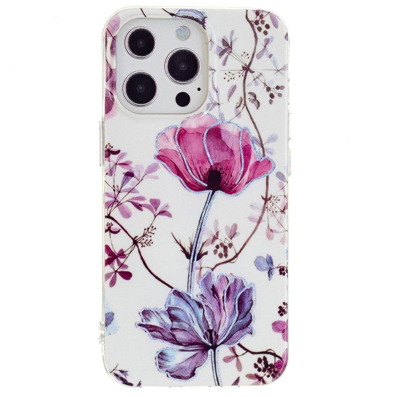 Hoesje voor iPhone 15 Pro Bloemenmarmer