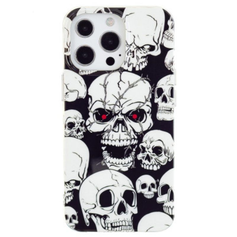 Hoesje voor iPhone 15 Pro Fluorescerende Schedel