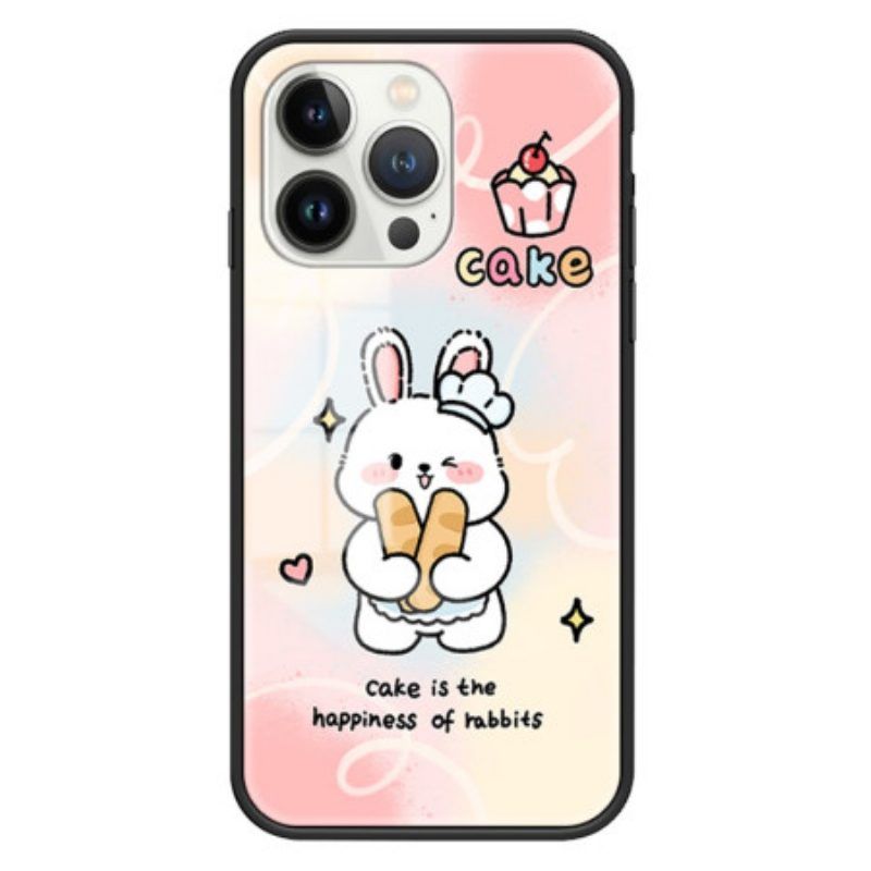 Hoesje voor iPhone 15 Pro Happy Rabbit Gehard Glas