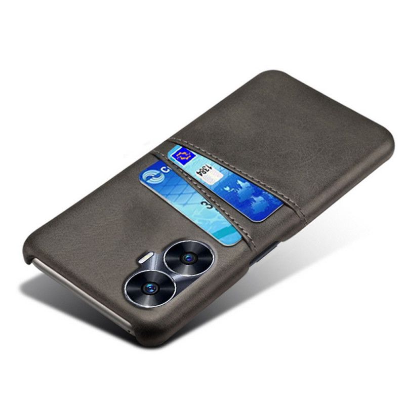 Hoesje Voor Realme C55 Dubbele Kaarthouder Met Leerlook