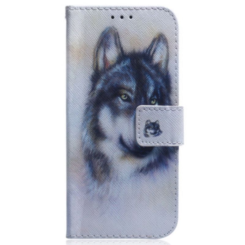 Leren Hoesje Realme C55 Aquarel Wolf