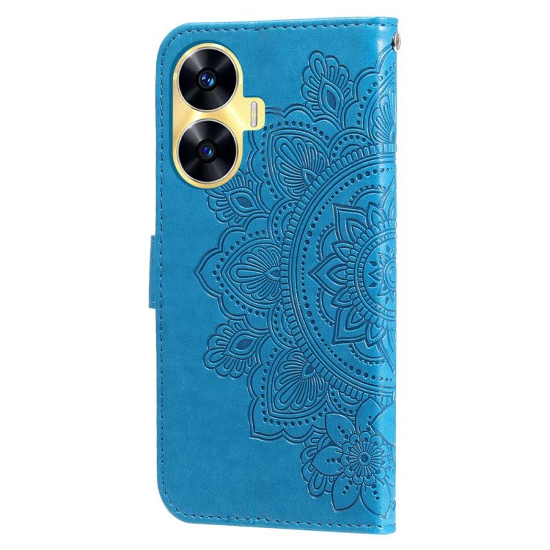 Leren Hoesje Realme C55 Bandje Met Bloemenprint Bescherming Hoesje