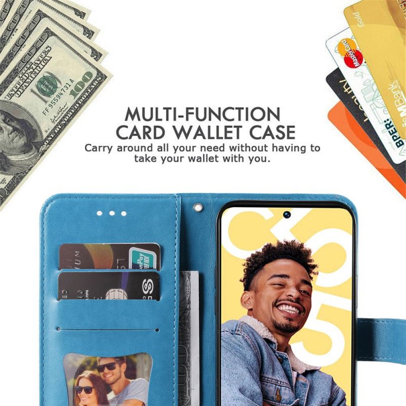 Leren Hoesje Realme C55 Bandje Met Bloemenprint Bescherming Hoesje