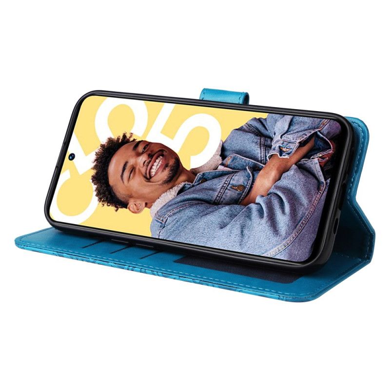 Leren Hoesje Realme C55 Bandje Met Zonnebloemprint Bescherming Hoesje