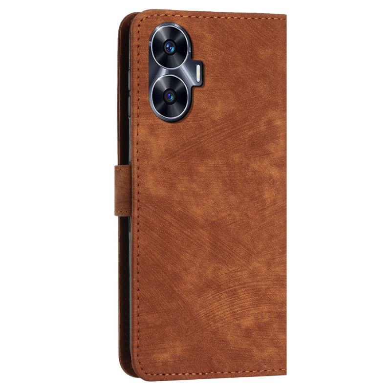 Leren Hoesje Realme C55 Geometrische Lijnen Met Koord