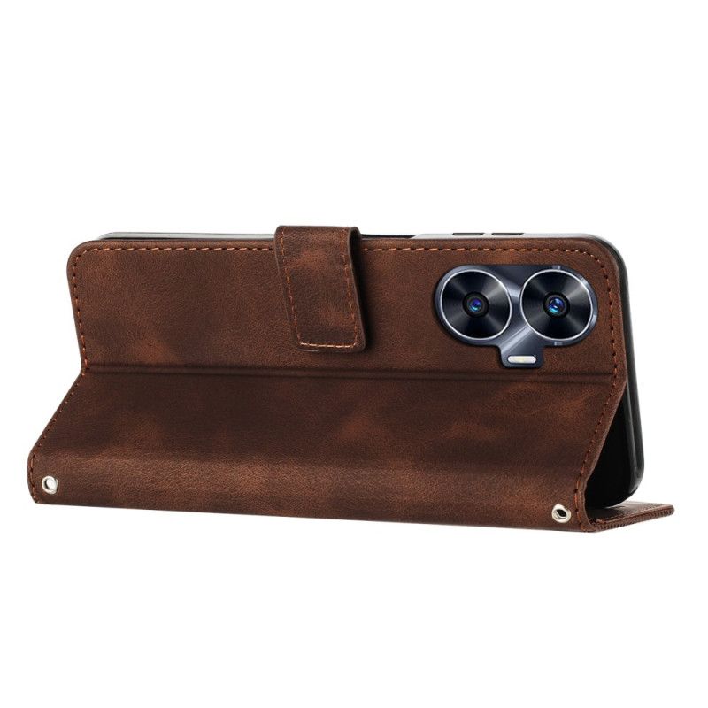 Leren Hoesje Realme C55 Geometrische Lijnen Met Koord