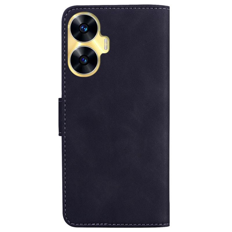 Leren Hoesje Realme C55 Zichtbare Stiksels Bescherming Hoesje