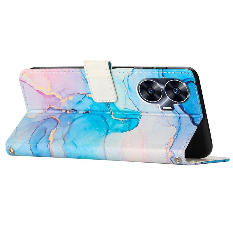 Leren Hoesje Voor Realme C55 Marmer Met Koord