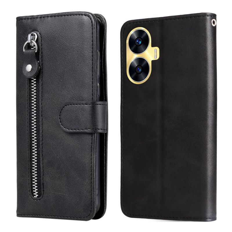 Leren Hoesje Voor Realme C55 Muntvakje Aan De Voorkant