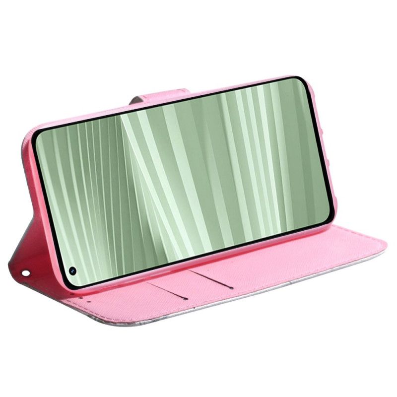 Leren Hoesje Voor Realme C55 Roze Bloem