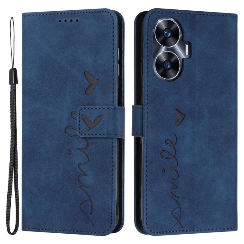 Leren Hoesje Voor Realme C55 Smile Met Koord