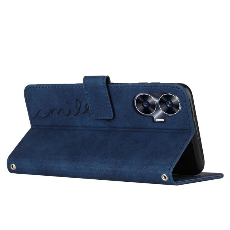 Leren Hoesje Voor Realme C55 Smile Met Koord