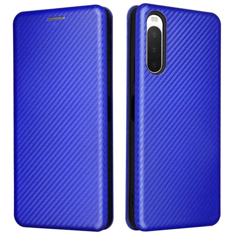 Bescherming Hoesje voor Sony Xperia 10 IV Folio-hoesje Koolstofvezel Textuur