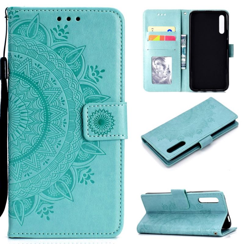 Cover Folio-hoesje Honor 9X Pro Rood Grijs Telefoonhoesje Zon Mandala