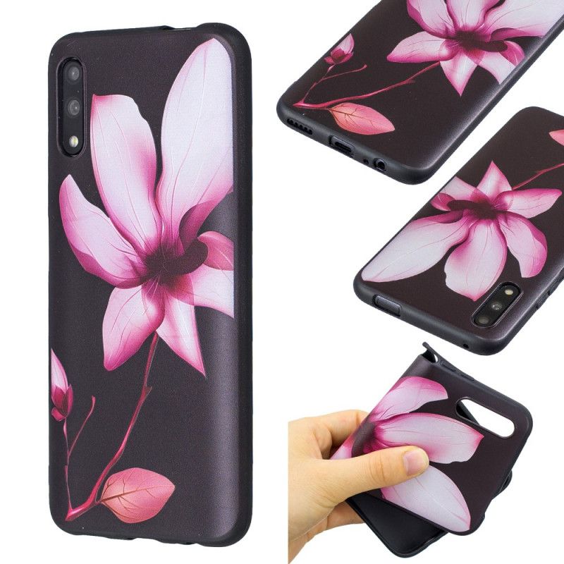 Cover Hoesje Honor 9X Pro Telefoonhoesje Roze Bloem In Reliëf
