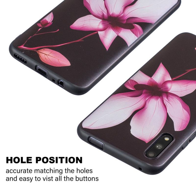 Cover Hoesje Honor 9X Pro Telefoonhoesje Roze Bloem In Reliëf