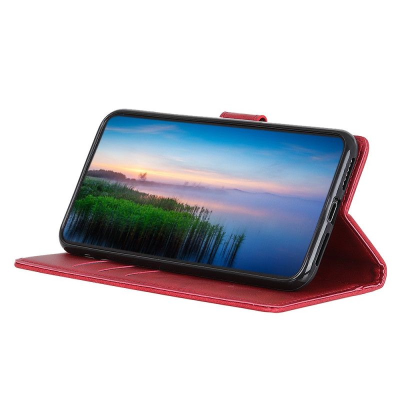 Flip Case Leren Honor 9X Pro Rood Zwart Retro Mat Leereffect